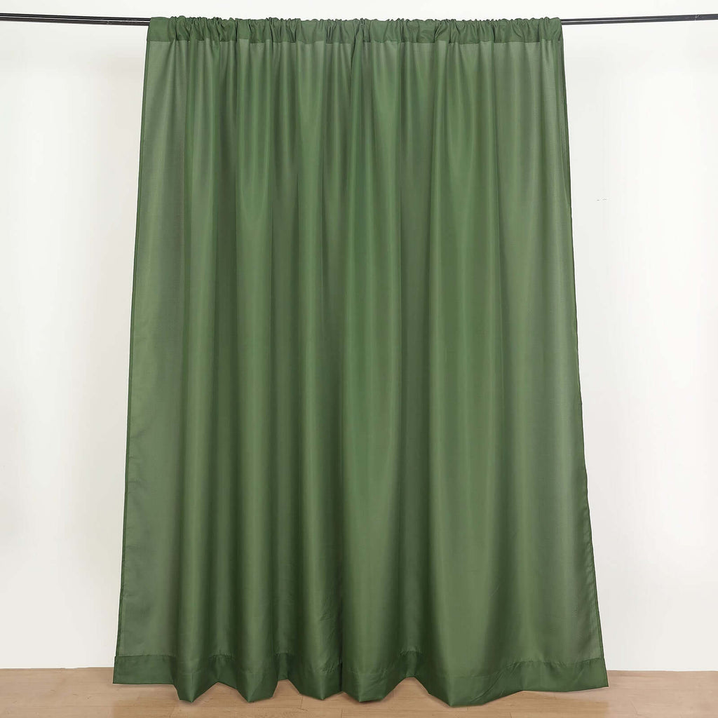 2 Pack Olive Green Polyester Event Curtain Drapes, 10ftx8ft Backdrop Event Panels With Rod Pockets 130 GSM - Bell Racket Store