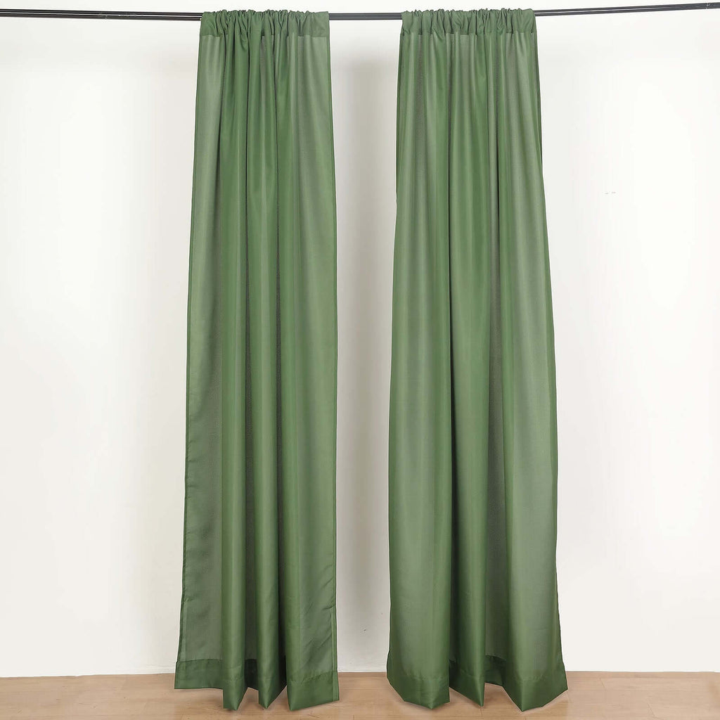 2 Pack Olive Green Polyester Event Curtain Drapes, 10ftx8ft Backdrop Event Panels With Rod Pockets 130 GSM - Bell Racket Store