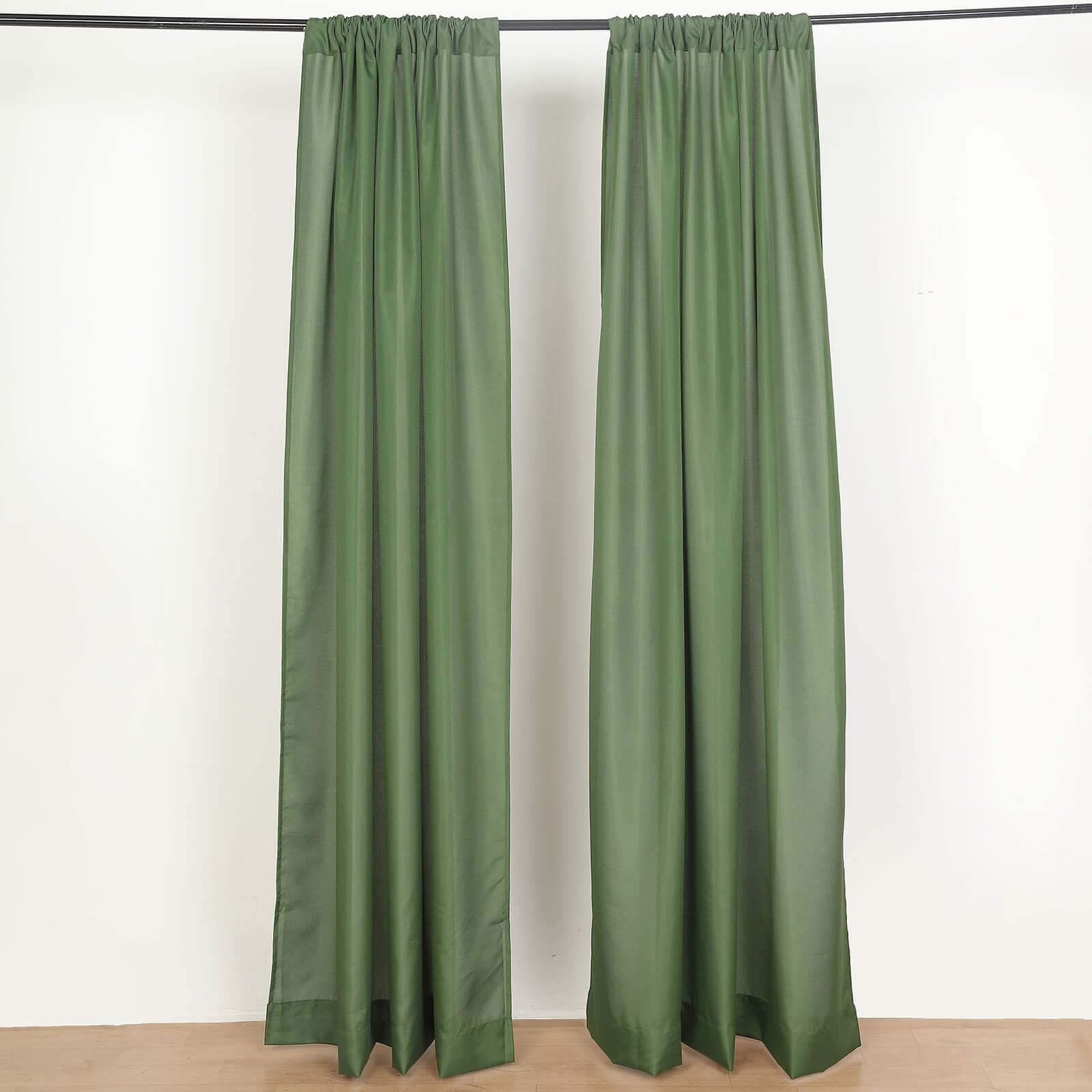 2 Pack Olive Green Polyester Event Curtain Drapes, 10ftx8ft Backdrop Event Panels With Rod Pockets 130 GSM - Bell Racket Store