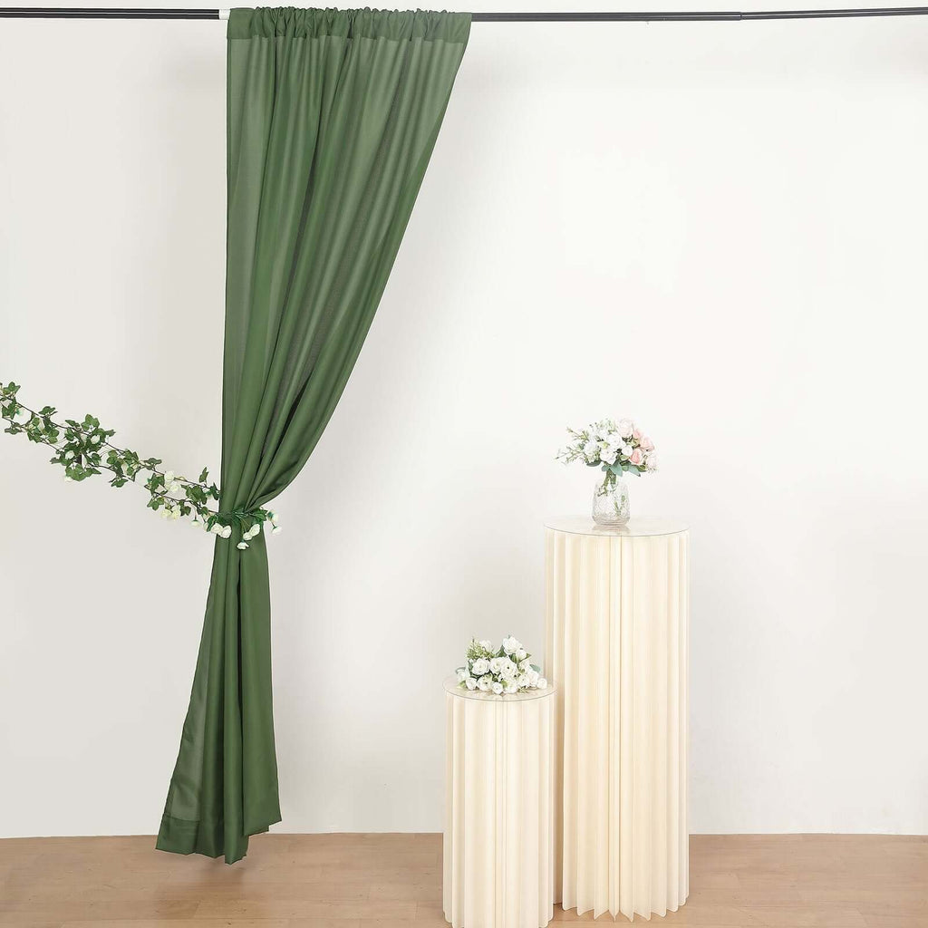 2 Pack Olive Green Polyester Event Curtain Drapes, 10ftx8ft Backdrop Event Panels With Rod Pockets 130 GSM - Bell Racket Store