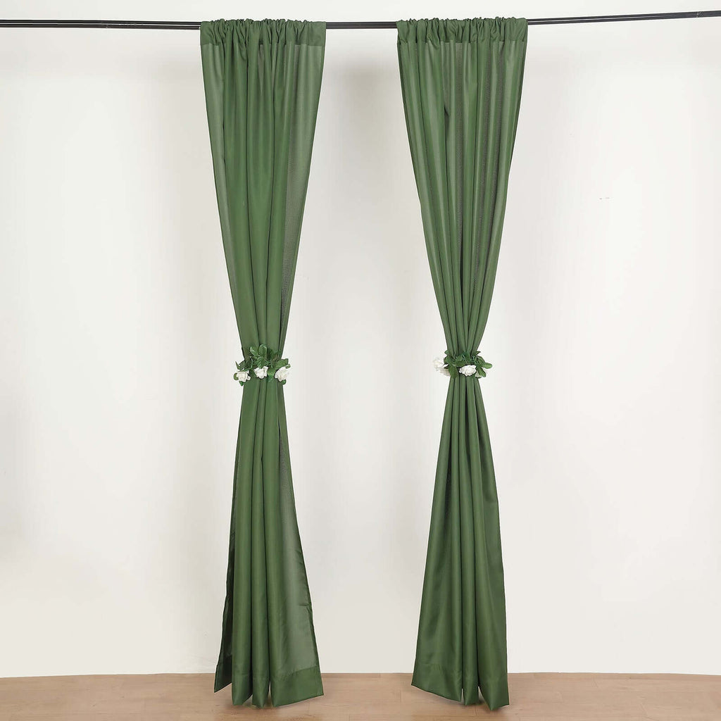 2 Pack Olive Green Polyester Event Curtain Drapes, 10ftx8ft Backdrop Event Panels With Rod Pockets 130 GSM - Bell Racket Store