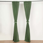 2 Pack Olive Green Polyester Event Curtain Drapes, 10ftx8ft Backdrop Event Panels With Rod Pockets 130 GSM - Bell Racket Store