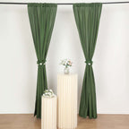 2 Pack Olive Green Polyester Event Curtain Drapes, 10ftx8ft Backdrop Event Panels With Rod Pockets 130 GSM - Bell Racket Store
