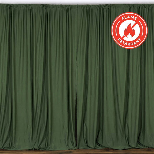 2 Pack Olive Green Scuba Polyester Event Curtain Drapes, Durable Flame Resistant Backdrop Event Panels Wrinkle Free with Rod Pockets - 10ftx10ft - NestOCart