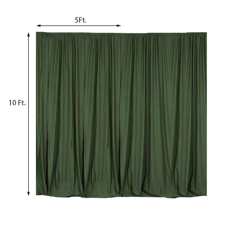 2 Pack Olive Green Scuba Polyester Event Curtain Drapes, Durable Flame Resistant Backdrop Event Panels Wrinkle Free with Rod Pockets - 10ftx10ft - NestOCart