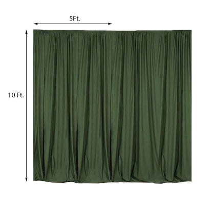 2 Pack Olive Green Scuba Polyester Event Curtain Drapes, Durable Flame Resistant Backdrop Event Panels Wrinkle Free with Rod Pockets - 10ftx10ft - NestOCart