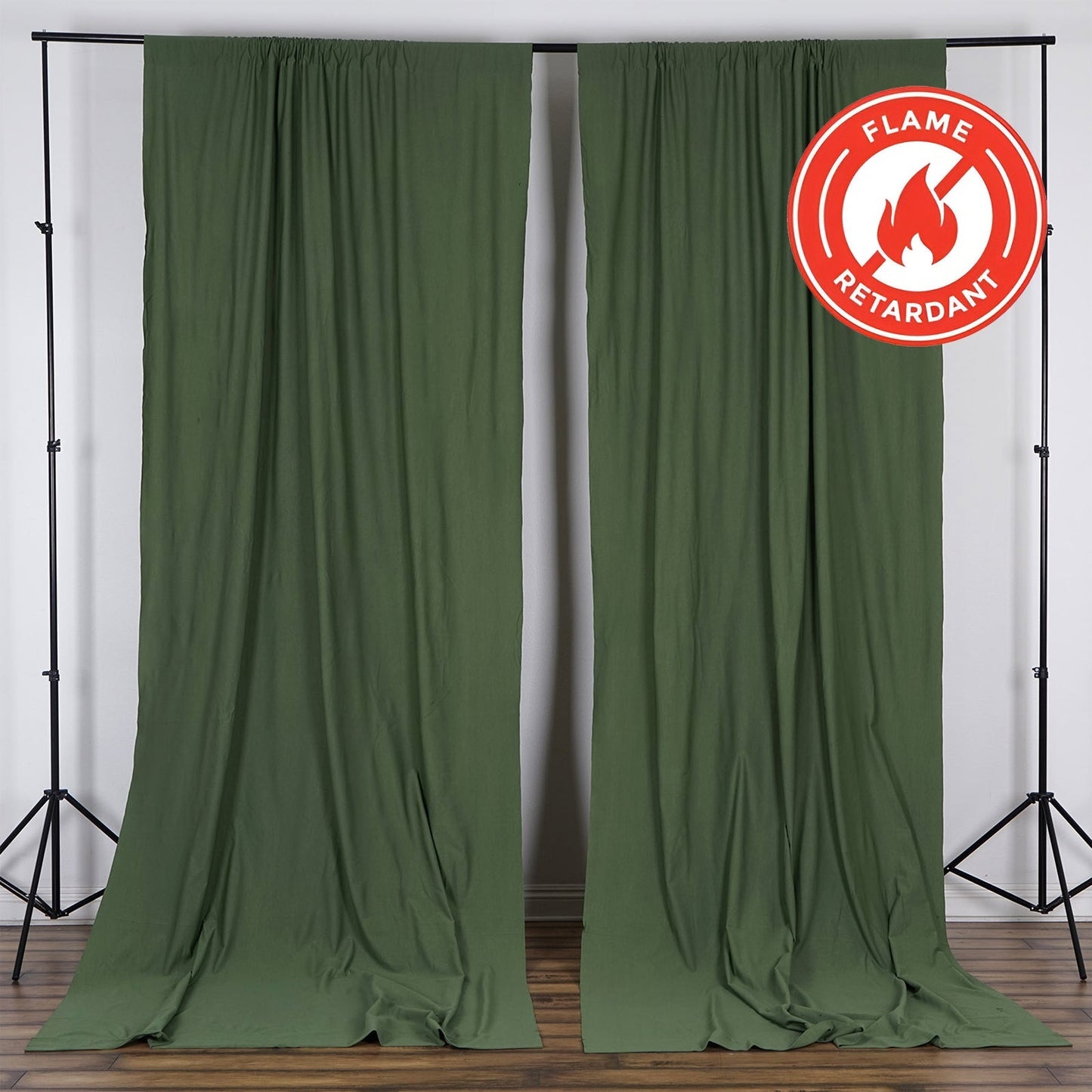 2 Pack Olive Green Scuba Polyester Event Curtain Drapes, Durable Flame Resistant Backdrop Event Panels Wrinkle Free with Rod Pockets - 10ftx10ft - NestOCart