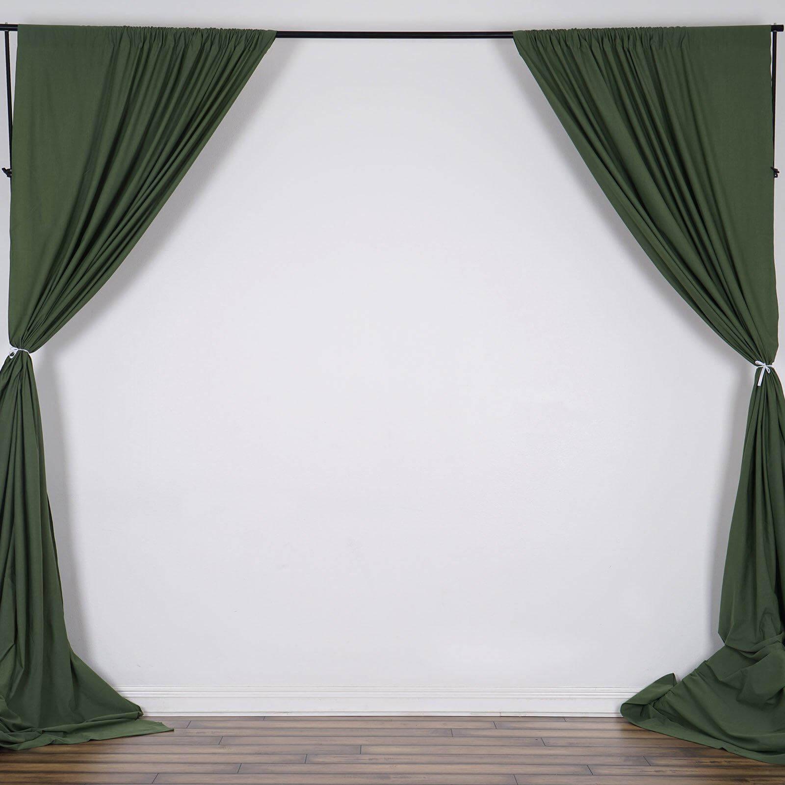 2 Pack Olive Green Scuba Polyester Event Curtain Drapes, Durable Flame Resistant Backdrop Event Panels Wrinkle Free with Rod Pockets - 10ftx10ft - NestOCart