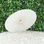 2 - Pack Paper and Bamboo Parasol Umbrellas White - Perfect Bridal Shower Photo Props and Table Decorations 32" - Bell Racket Store