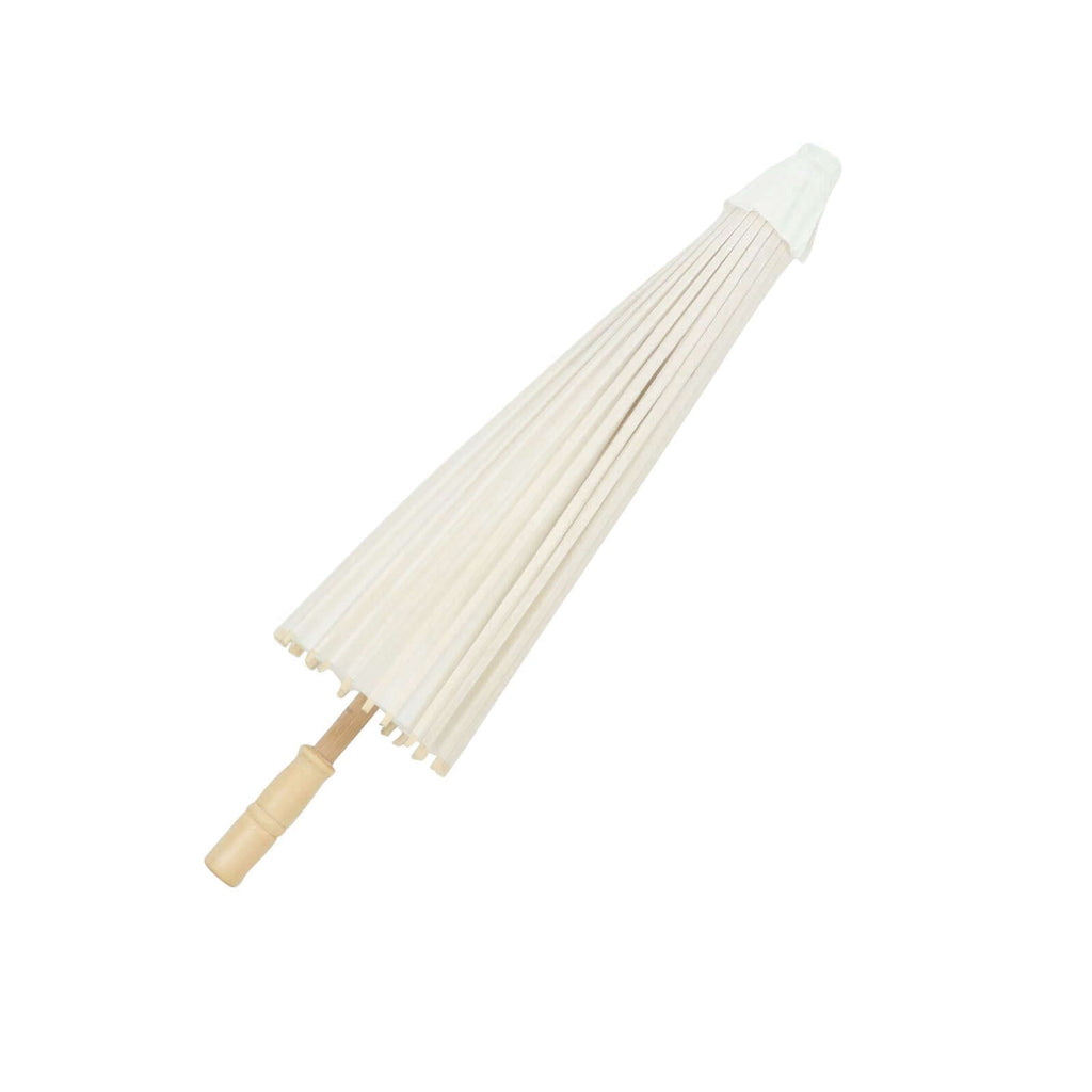2 - Pack Paper and Bamboo Parasol Umbrellas White - Perfect Bridal Shower Photo Props and Table Decorations 32" - Bell Racket Store