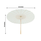 2 - Pack Paper and Bamboo Parasol Umbrellas White - Perfect Bridal Shower Photo Props and Table Decorations 32" - Bell Racket Store