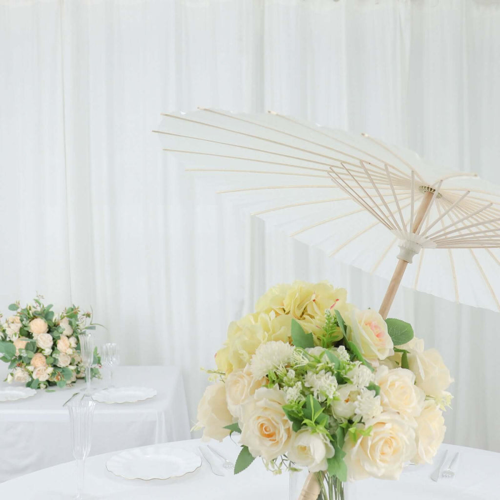 2 - Pack Paper and Bamboo Parasol Umbrellas White - Perfect Bridal Shower Photo Props and Table Decorations 32" - Bell Racket Store