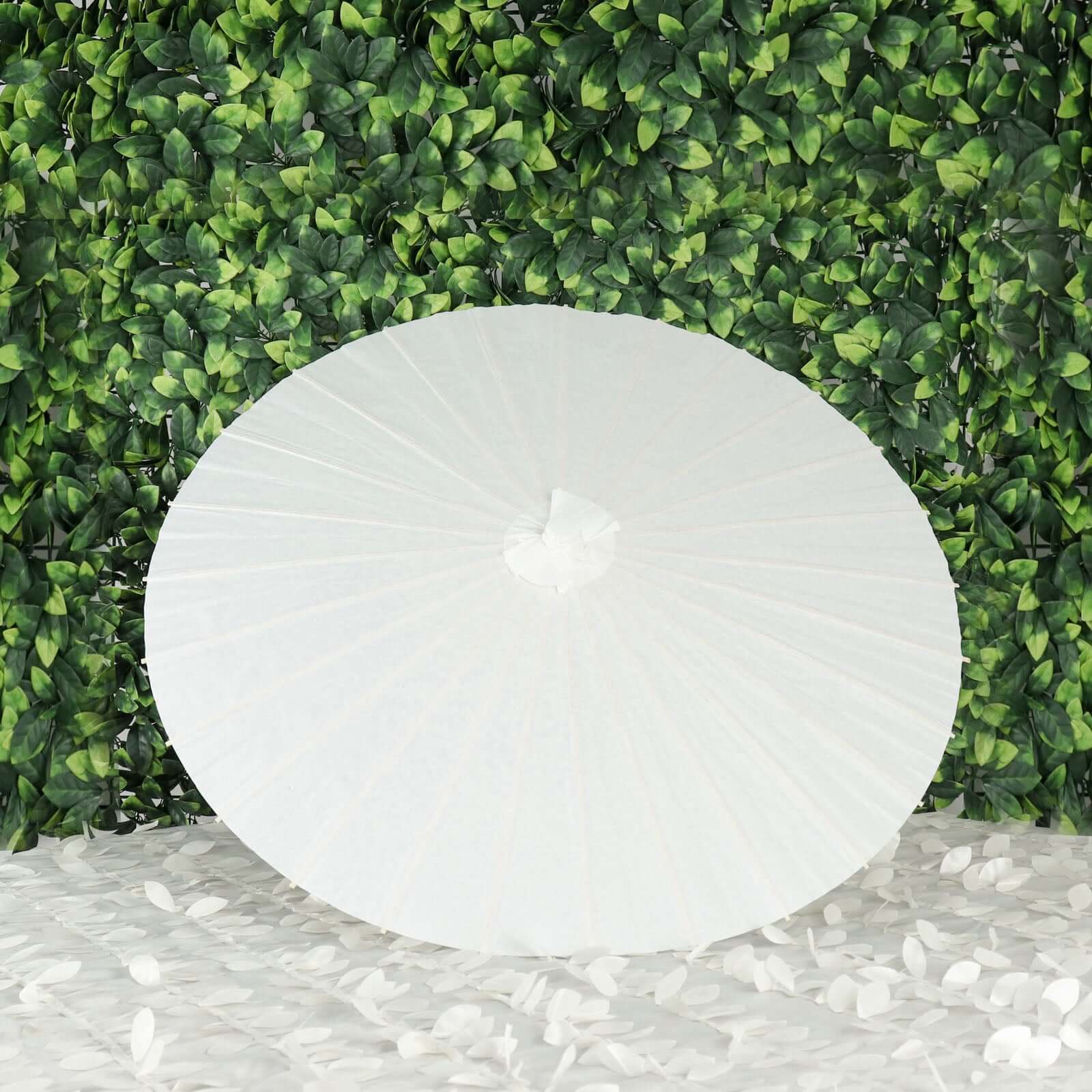 2 - Pack Paper and Bamboo Parasol Umbrellas White - Perfect Bridal Shower Photo Props and Table Decorations 32" - Bell Racket Store