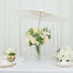 2 - Pack Paper and Bamboo Parasol Umbrellas White - Perfect Bridal Shower Photo Props and Table Decorations 32" - Bell Racket Store