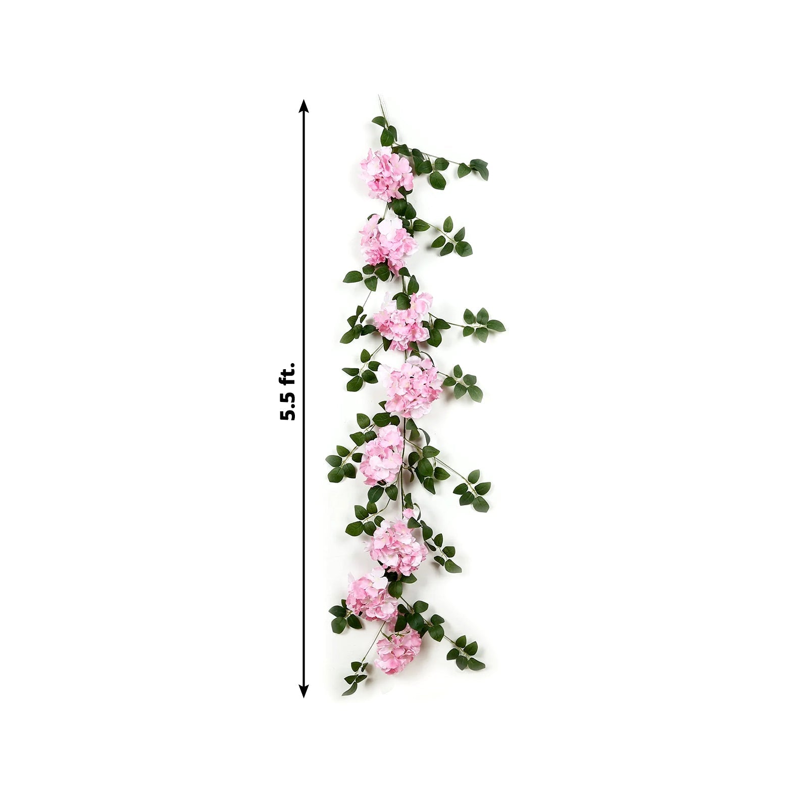 2 - Pack Pink Artificial Hydrangea Garland 5.5ft â€“ Artificial Silk Floral Vine with Green Leaves - Bell Racket Store