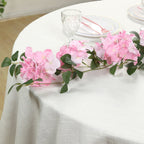 2 - Pack Pink Artificial Hydrangea Garland 5.5ft â€“ Artificial Silk Floral Vine with Green Leaves - Bell Racket Store