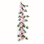 2 - Pack Pink Artificial Hydrangea Garland 5.5ft â€“ Artificial Silk Floral Vine with Green Leaves - Bell Racket Store