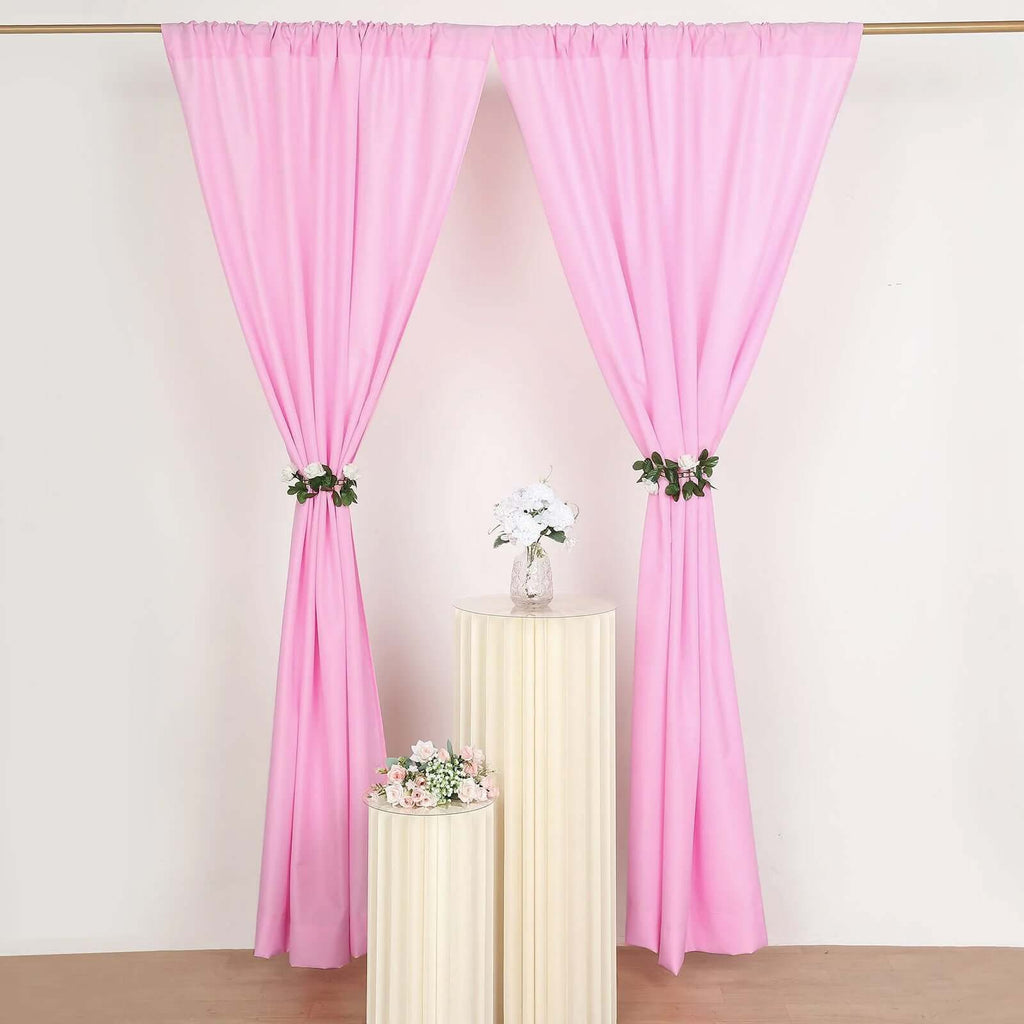 2 Pack Pink Polyester Event Curtain Drapes, 10ftx8ft Backdrop Event Panels With Rod Pockets 130 GSM - Bell Racket Store