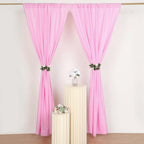 2 Pack Pink Polyester Event Curtain Drapes, 10ftx8ft Backdrop Event Panels With Rod Pockets 130 GSM - Bell Racket Store