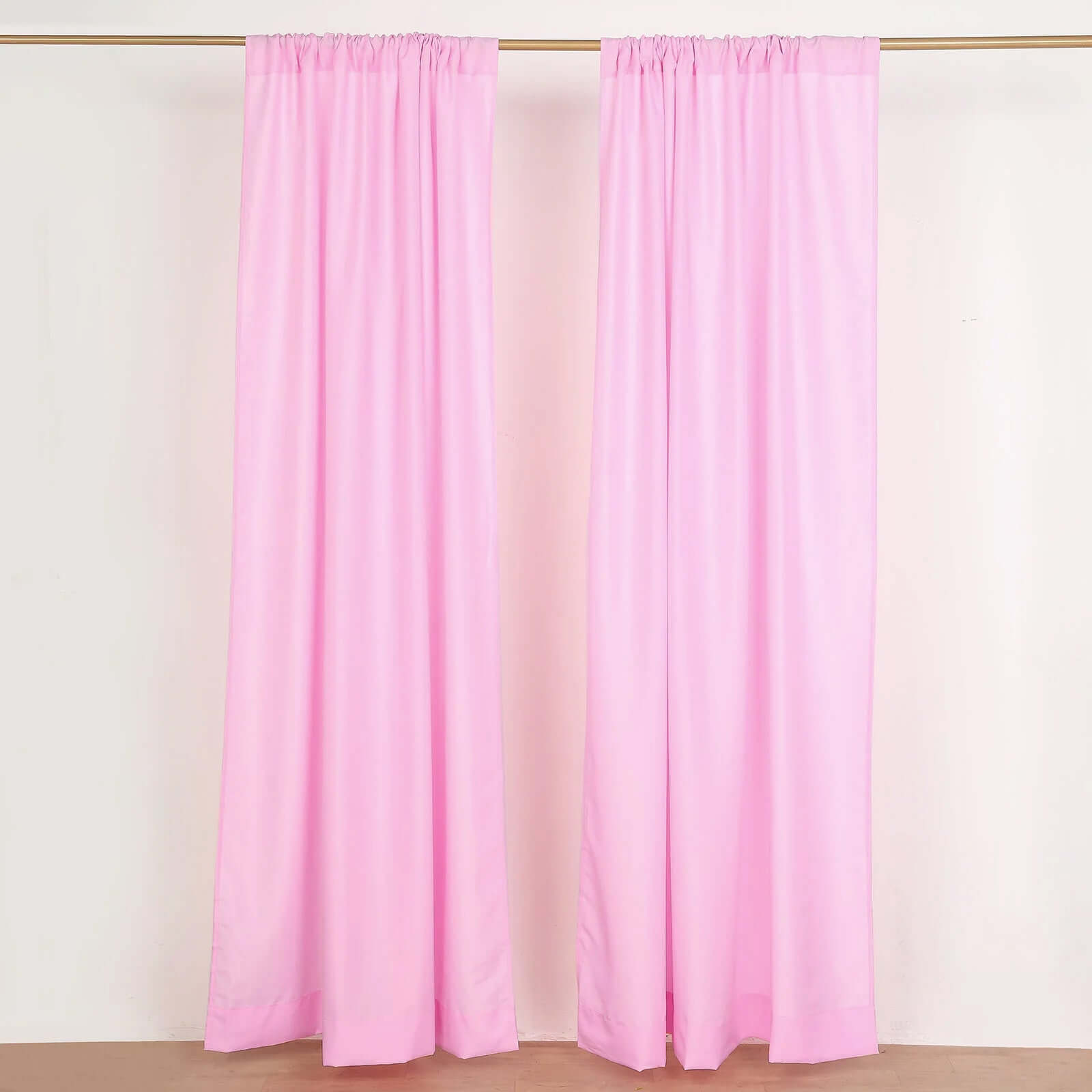 2 Pack Pink Polyester Event Curtain Drapes, 10ftx8ft Backdrop Event Panels With Rod Pockets 130 GSM - Bell Racket Store