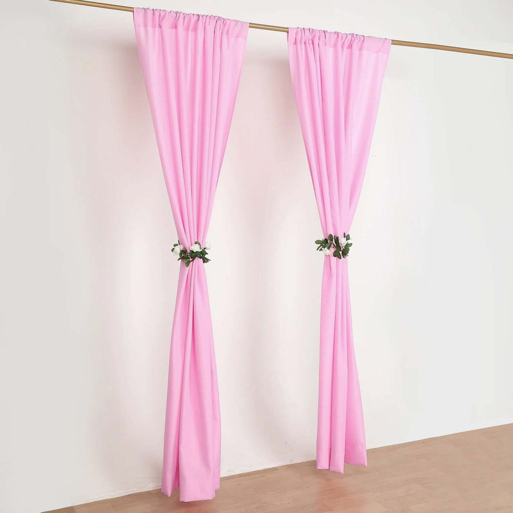 2 Pack Pink Polyester Event Curtain Drapes, 10ftx8ft Backdrop Event Panels With Rod Pockets 130 GSM - Bell Racket Store