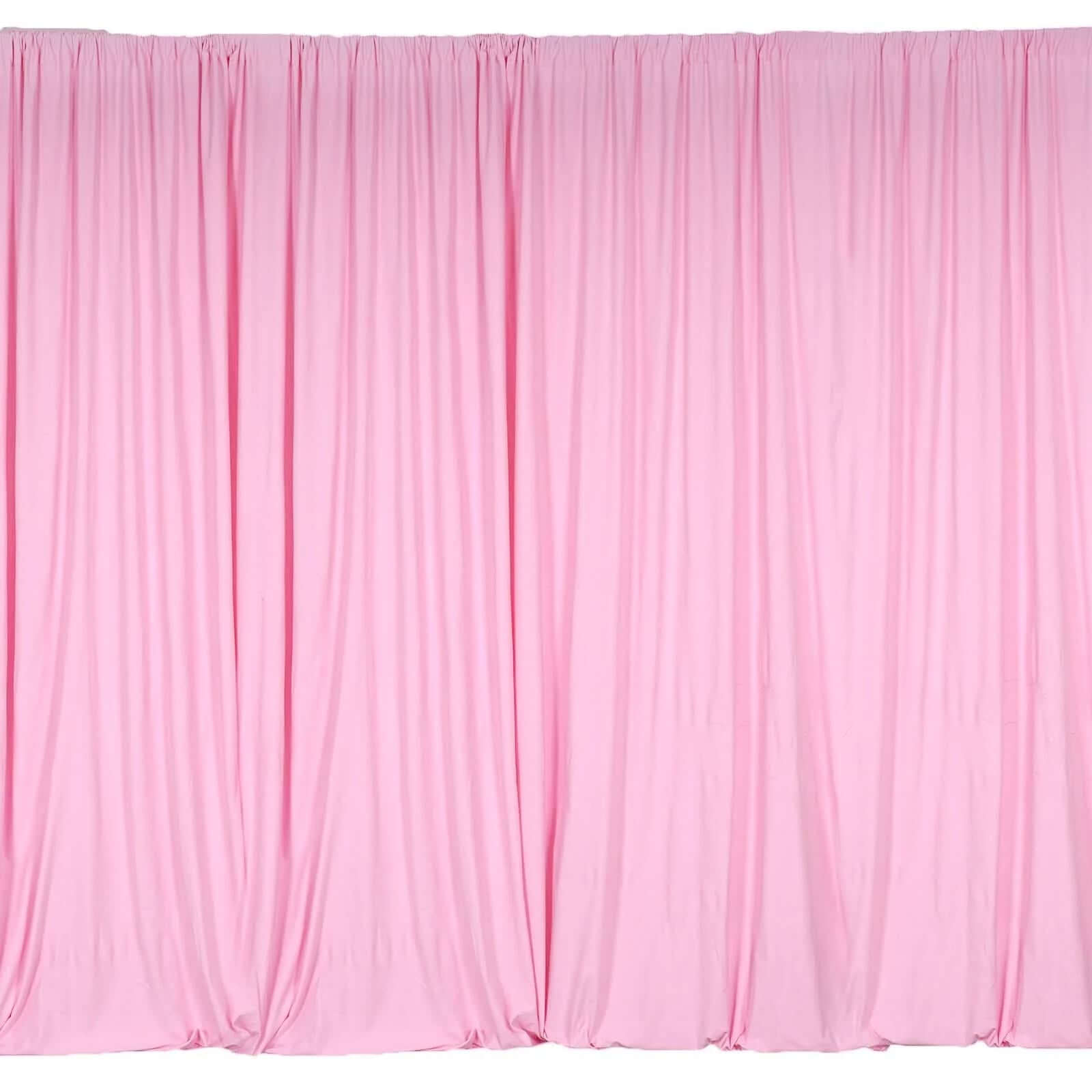 2 Pack Pink Scuba Polyester Event Curtain Drapes, Durable Flame Resistant Backdrop Event Panels Wrinkle Free with Rod Pockets - 10ftx10ft - NestOCart