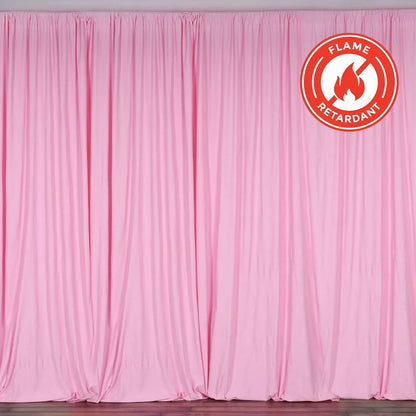 2 Pack Pink Scuba Polyester Event Curtain Drapes, Durable Flame Resistant Backdrop Event Panels Wrinkle Free with Rod Pockets - 10ftx10ft - NestOCart