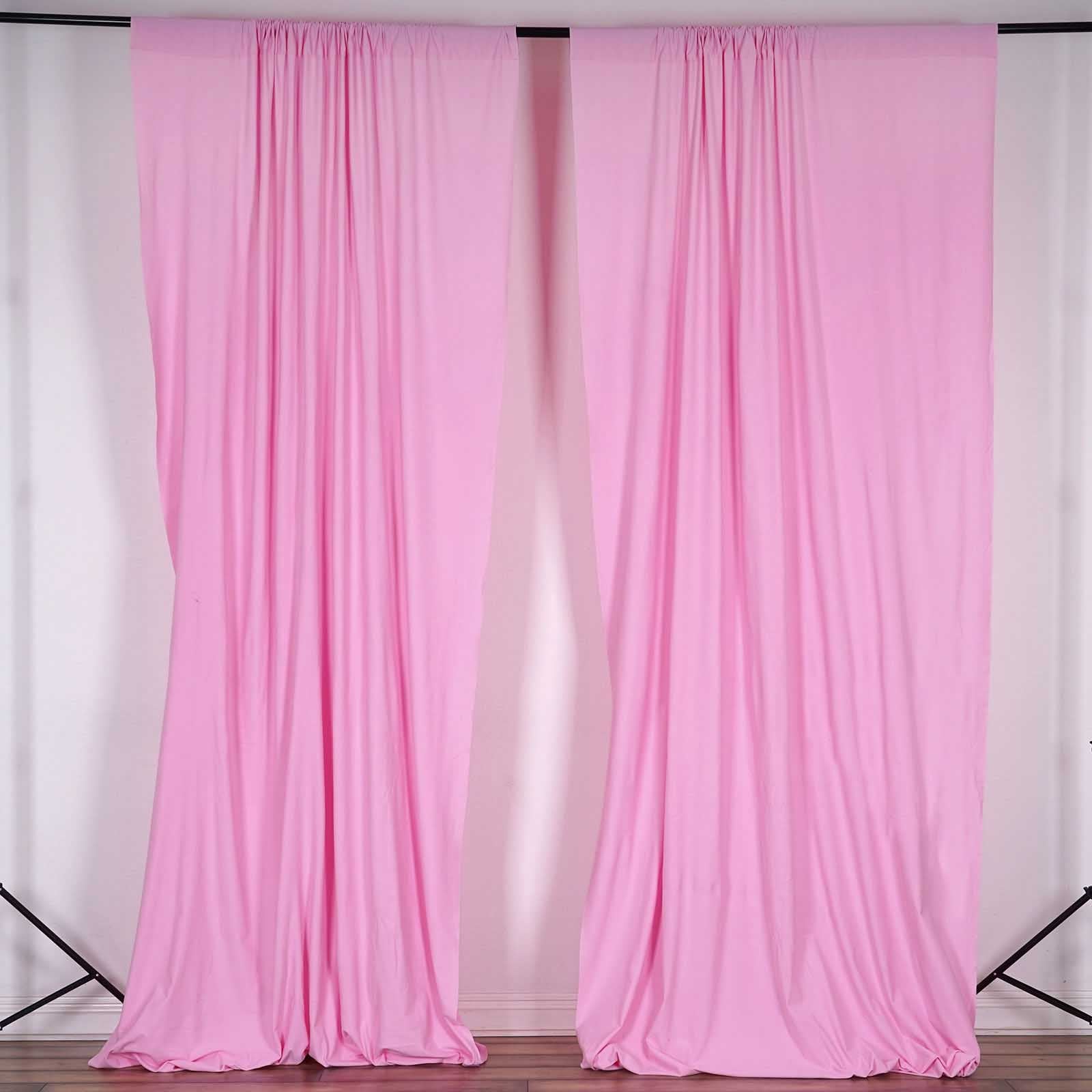 2 Pack Pink Scuba Polyester Event Curtain Drapes, Durable Flame Resistant Backdrop Event Panels Wrinkle Free with Rod Pockets - 10ftx10ft - NestOCart