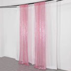 2 Pack Pink Sequin Event Curtain Drapes with Rod Pockets, Seamless Backdrop Event Panels - 8ftx2ft - Bell Racket Store