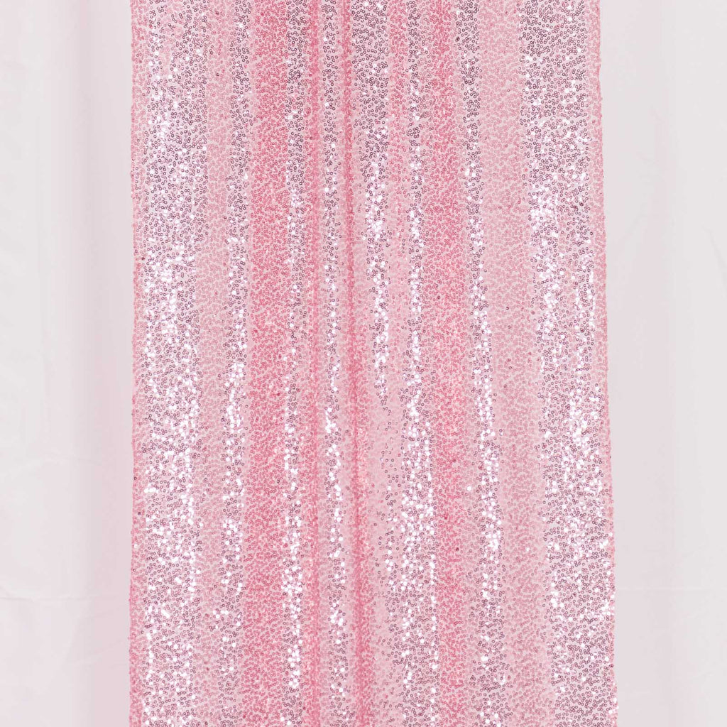 2 Pack Pink Sequin Event Curtain Drapes with Rod Pockets, Seamless Backdrop Event Panels - 8ftx2ft - Bell Racket Store