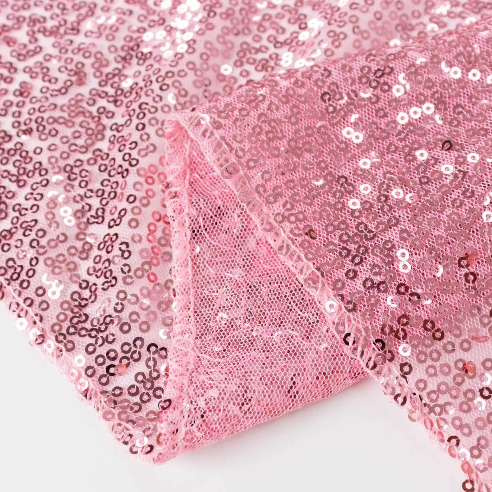 2 Pack Pink Sequin Event Curtain Drapes with Rod Pockets, Seamless Backdrop Event Panels - 8ftx2ft - Bell Racket Store