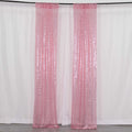 2 Pack Pink Sequin Event Curtain Drapes with Rod Pockets, Seamless Backdrop Event Panels - 8ftx2ft - Bell Racket Store