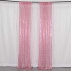 2 Pack Pink Sequin Event Curtain Drapes with Rod Pockets, Seamless Backdrop Event Panels - 8ftx2ft - Bell Racket Store