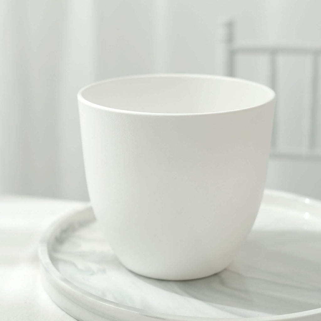 2 - Pack Planter Pots Indoor Macrame Holder Design White - Plastic Plant Pots 5.5" - Bell Racket Store