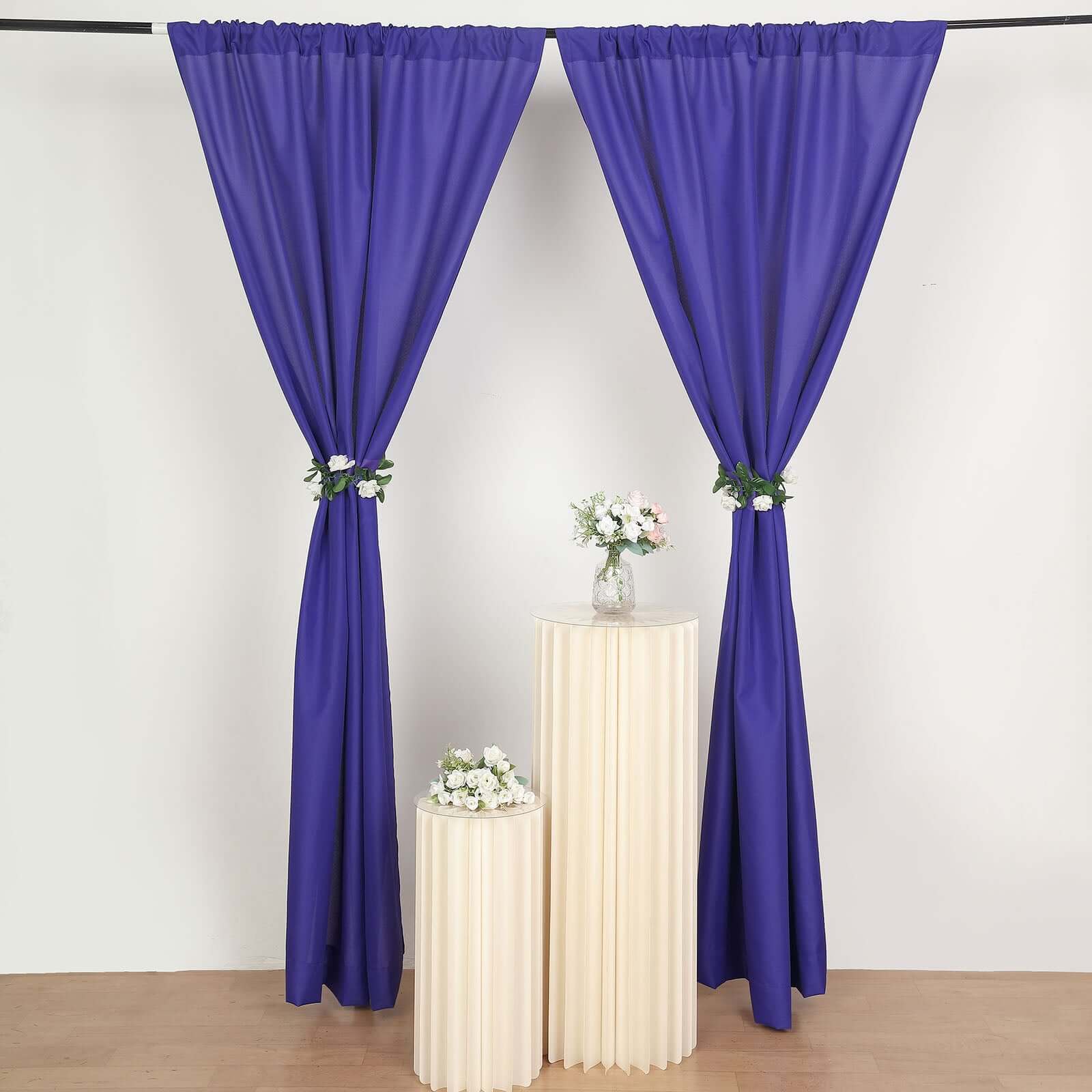 2 Pack Purple Polyester Event Curtain Drapes, 10ftx8ft Backdrop Event Panels With Rod Pockets 130 GSM - Bell Racket Store