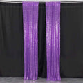 2 Pack Purple Sequin Event Curtain Drapes with Rod Pockets, Seamless Backdrop Event Panels - 8ftx2ft - Bell Racket Store