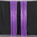 2 Pack Purple Sequin Event Curtain Drapes with Rod Pockets, Seamless Backdrop Event Panels - 8ftx2ft - Bell Racket Store