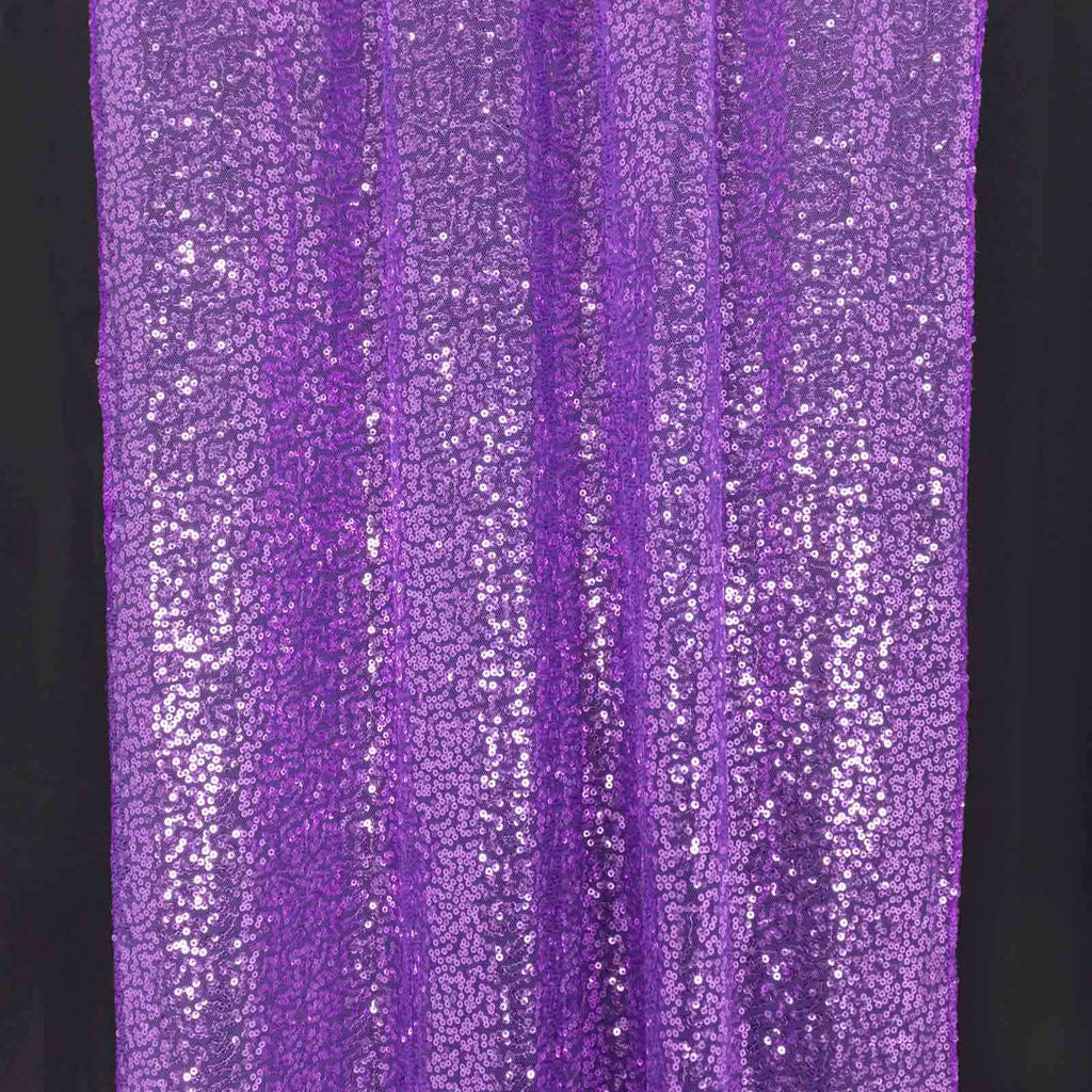 2 Pack Purple Sequin Event Curtain Drapes with Rod Pockets, Seamless Backdrop Event Panels - 8ftx2ft - Bell Racket Store
