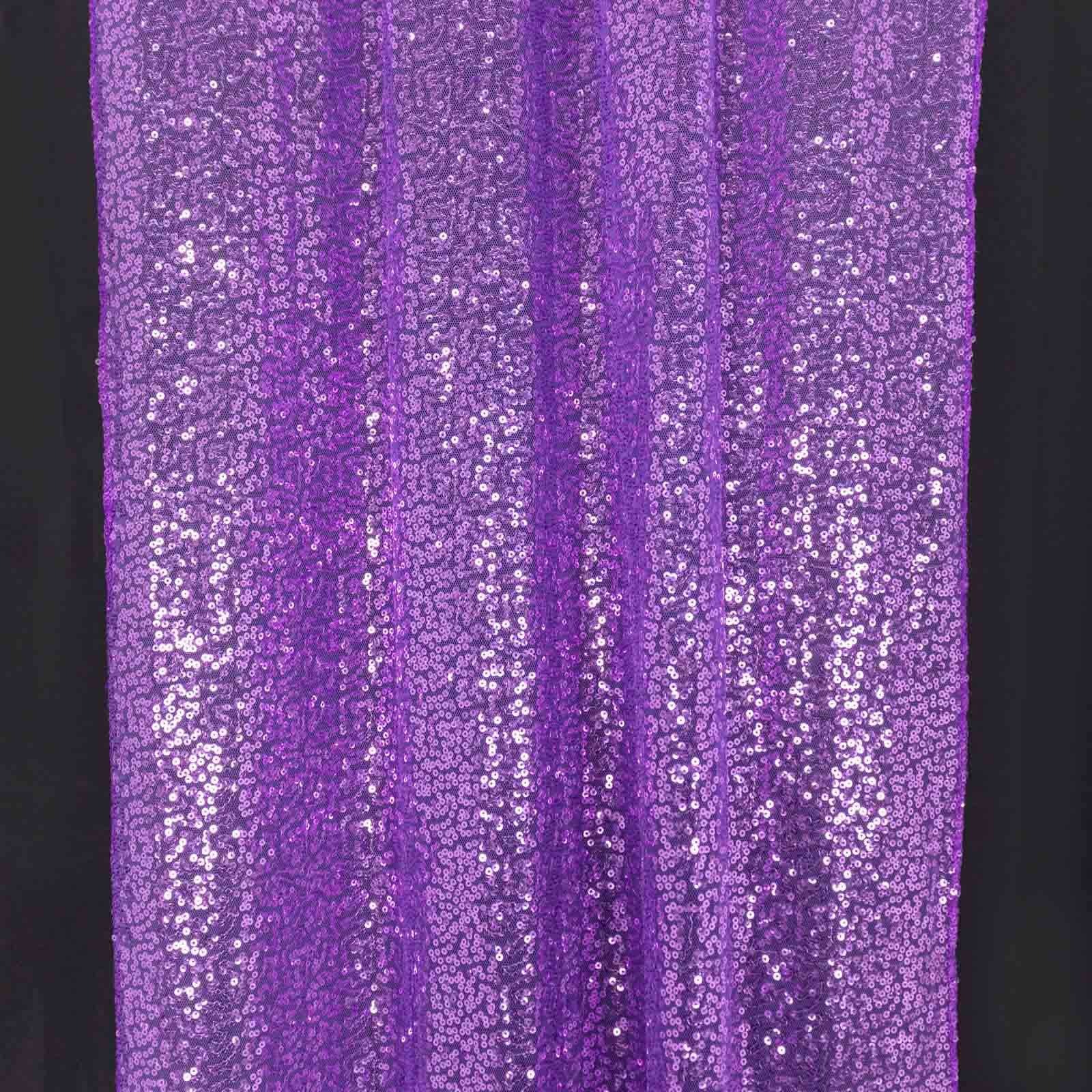 2 Pack Purple Sequin Event Curtain Drapes with Rod Pockets, Seamless Backdrop Event Panels - 8ftx2ft - Bell Racket Store
