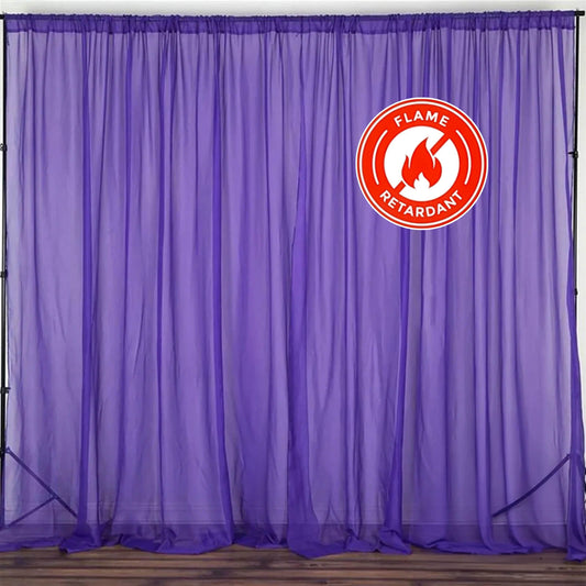 2 Pack Purple Sheer Chiffon Event Curtain Drapes, Durable Flame Resistant Organza Backdrop Event Panels With Rod Pockets - 10ftx10ft - NestOCart
