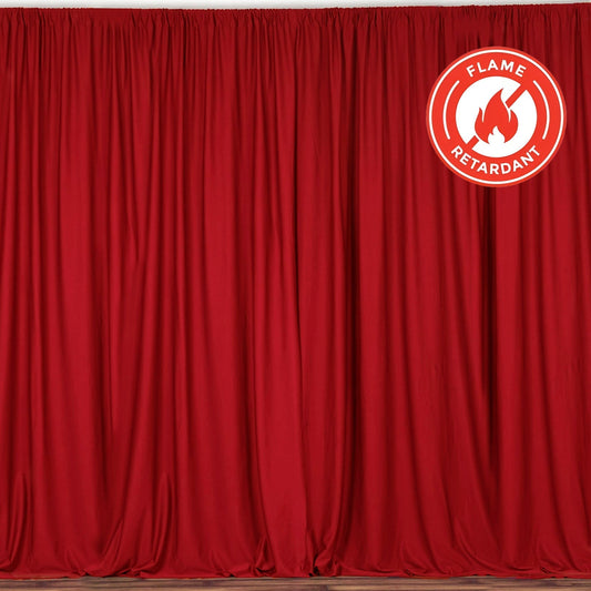 2 Pack Red Scuba Polyester Event Curtain Drapes, Durable Flame Resistant Backdrop Event Panels Wrinkle Free with Rod Pockets - 10ftx10ft - NestOCart