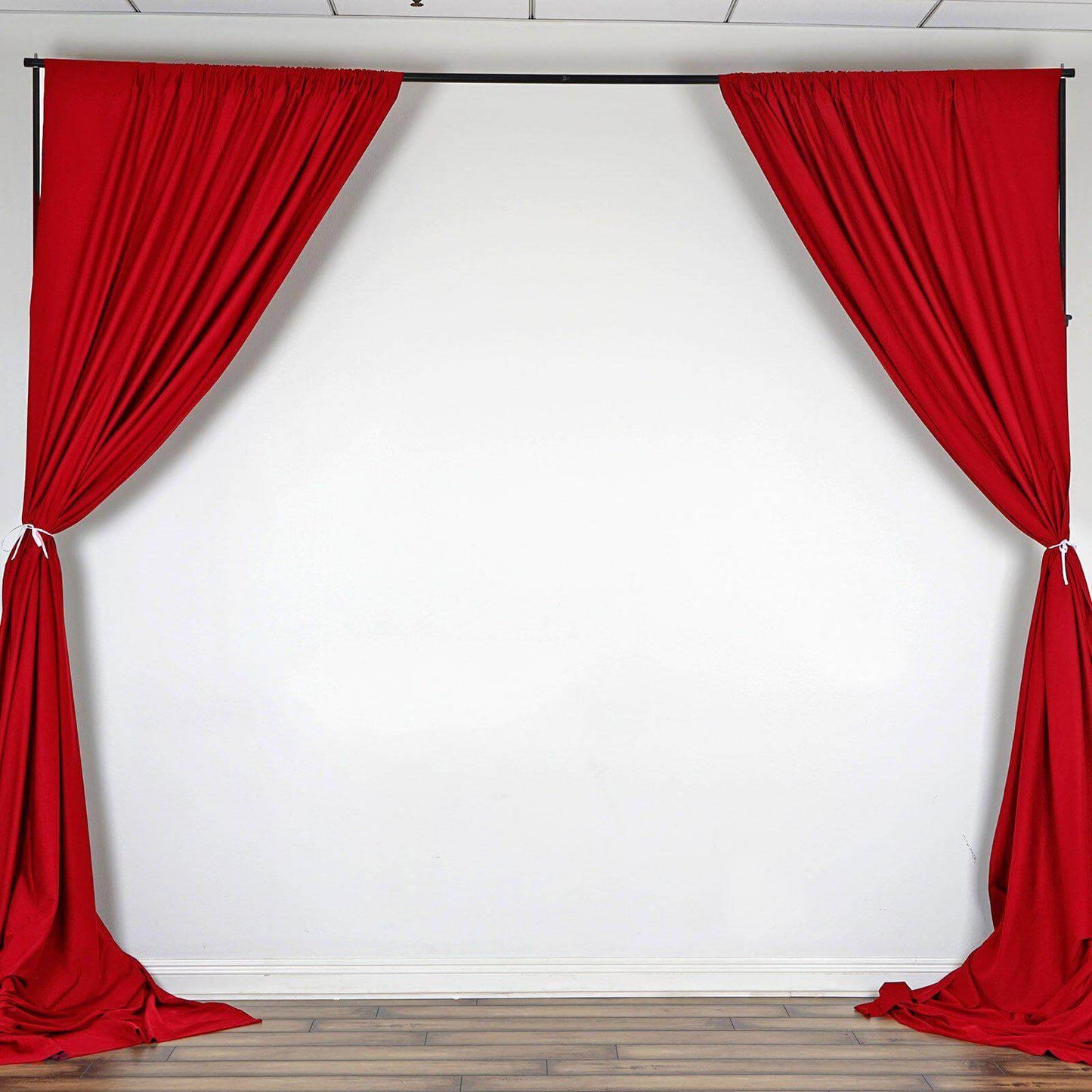 2 Pack Red Scuba Polyester Event Curtain Drapes, Durable Flame Resistant Backdrop Event Panels Wrinkle Free with Rod Pockets - 10ftx10ft - NestOCart