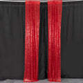 2 Pack Red Sequin Event Curtain Drapes with Rod Pockets, Seamless Backdrop Event Panels - 8ftx2ft - Bell Racket Store