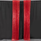 2 Pack Red Sequin Event Curtain Drapes with Rod Pockets, Seamless Backdrop Event Panels - 8ftx2ft - Bell Racket Store