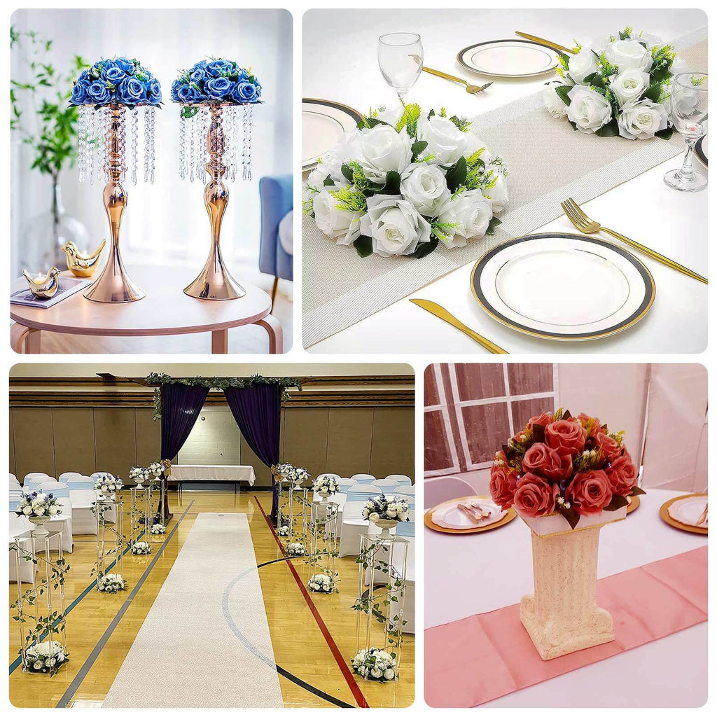 2 Pack Red Silk 15 - Head Rose Flower Balls For Centerpieces - 10", Artificial Kissing Ball Floral Arrangements - Bell Racket Store