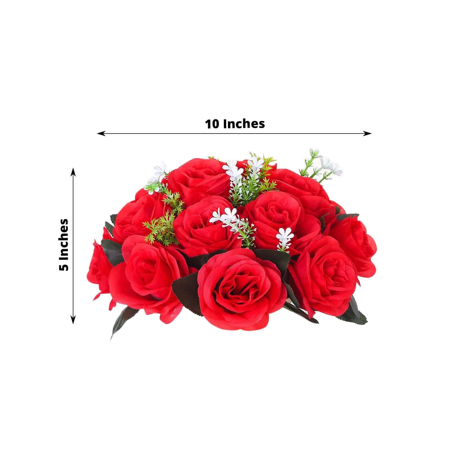 2 Pack Red Silk 15 - Head Rose Flower Balls For Centerpieces - 10", Artificial Kissing Ball Floral Arrangements - Bell Racket Store