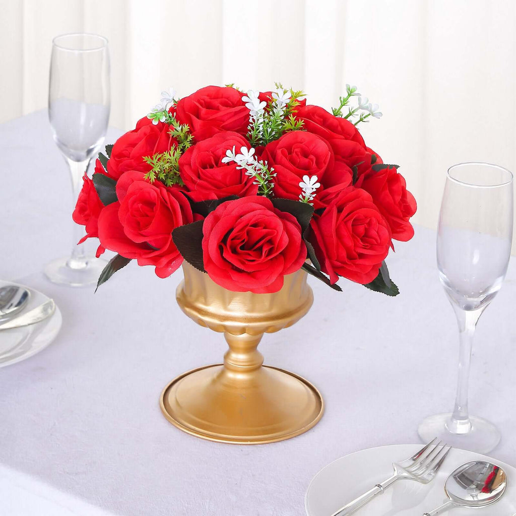 2 Pack Red Silk 15 - Head Rose Flower Balls For Centerpieces - 10", Artificial Kissing Ball Floral Arrangements - Bell Racket Store