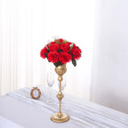 2 Pack Red Silk 15 - Head Rose Flower Balls For Centerpieces - 10", Artificial Kissing Ball Floral Arrangements - Bell Racket Store