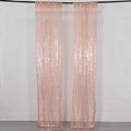 2 Pack Rose Gold Sequin Event Curtain Drapes with Rod Pockets, Seamless Backdrop Event Panels - 8ftx2ft - Bell Racket Store