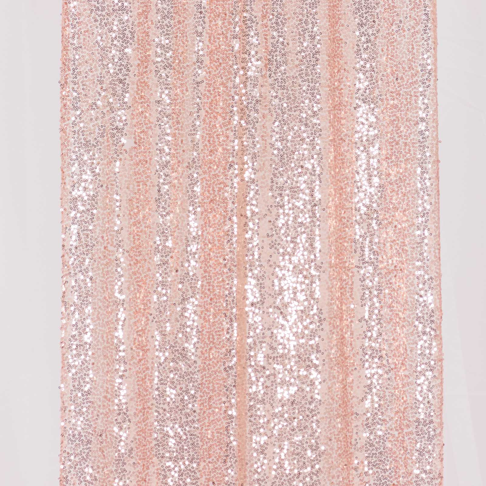2 Pack Rose Gold Sequin Event Curtain Drapes with Rod Pockets, Seamless Backdrop Event Panels - 8ftx2ft - Bell Racket Store